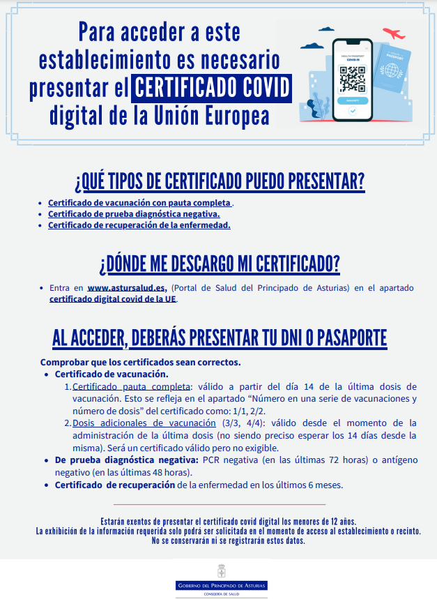 Instrucciones solicitud del certificado covid en Asturias